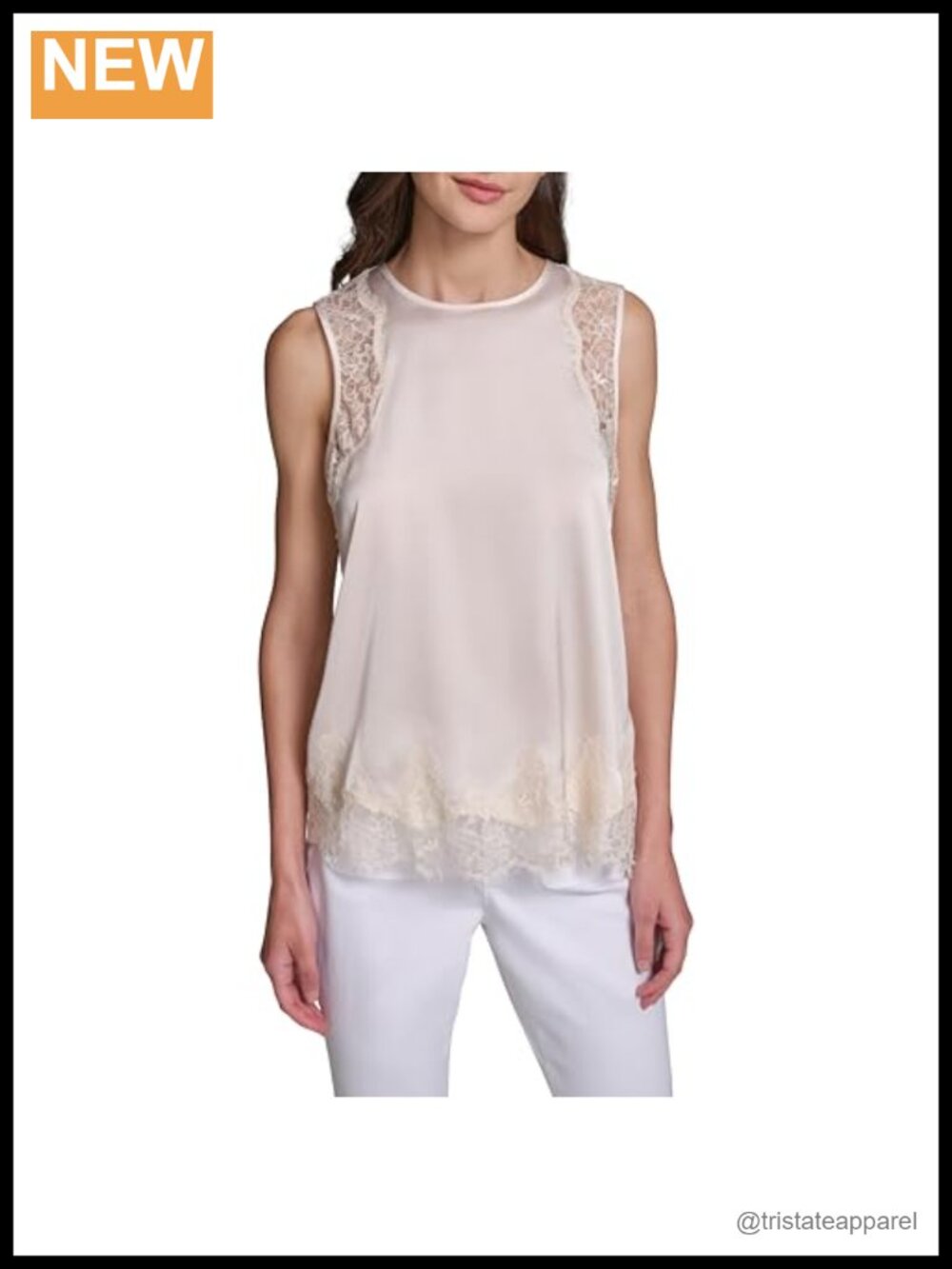 Silky Tank Top with Lace Detail Cap Sleeve Elegant Blouse